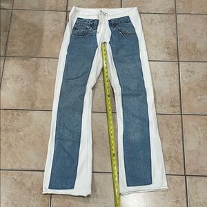 Blue and White Women Jeans mixed with Sweatpants - unique